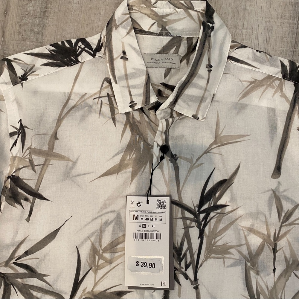 Zara HEMP PRINT SHIRT - Picture 3 of 4